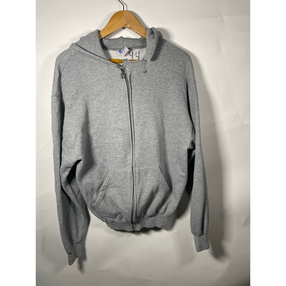 Vintage Russell Athletic Gray Full Zip Hoodie Mens Medium Sweatshirt Made In USA